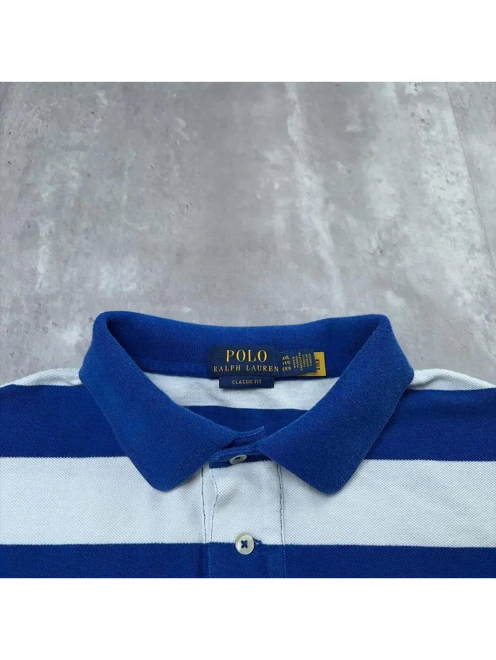 Y2K Blue Polo Ralph Lauren Striped Polo Bear Polo Shirt